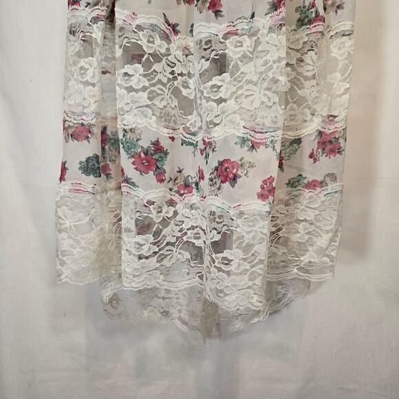Nameless Tiered Rose Floral Lace Sheer Midi Dress Boho Summer Coverup Small - Picture 3 of 7